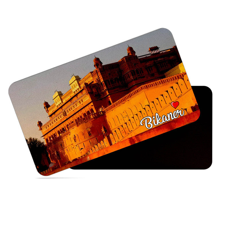 dhcrafts Rectangular Rubber Fridge Magnet / Magnetic Card Multicolor Bikaner Rajasthan Design Pack of 1 (8.6cm x 5.4cm)